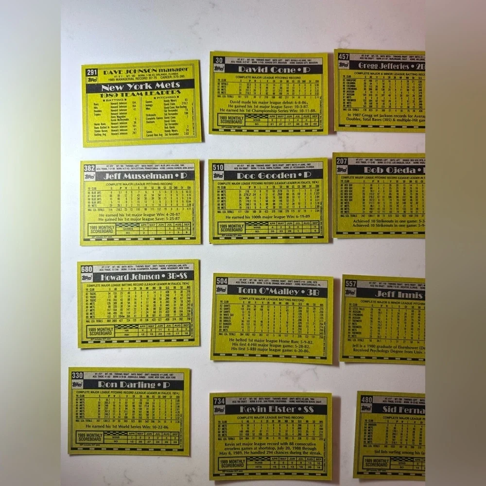 1990 Topps Baseball New York Mets Trading Cards (27 Cards) Vintage Collectible